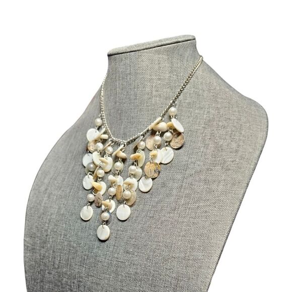 Abalone Aura & Mother of Pearl Disc Cascade Necklace (NWOT) - Picture 9 of 10